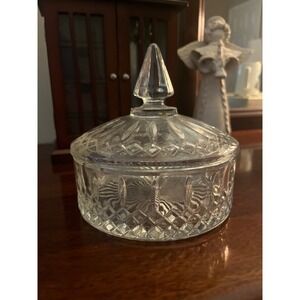 Vintage Indiana Glass Princess Diamond Pattern Crystal Candy Dish